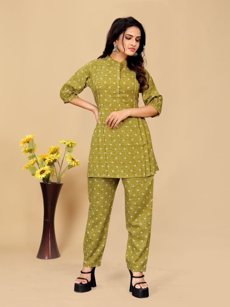     			Women Basket Cotton Blend Printed Kurti With Pants Women's Stitched Salwar Suit - Grey ( Pack of 1 )