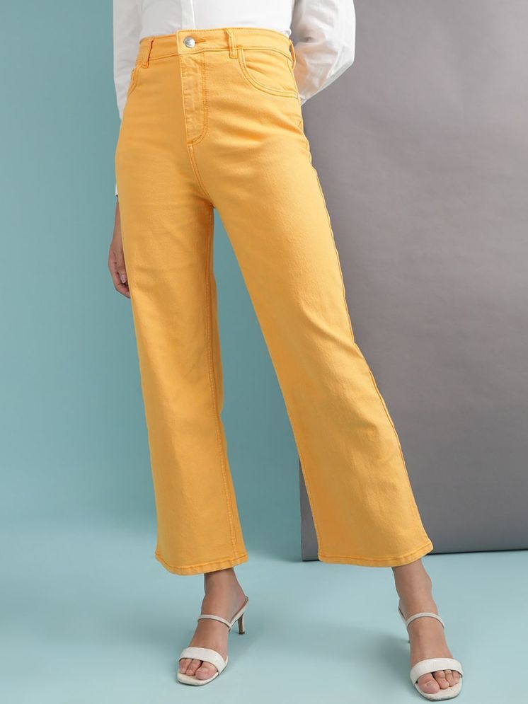     			Freehand - Yellow Cotton Blend Wide Leg Women's Jeans ( Pack of 1 )