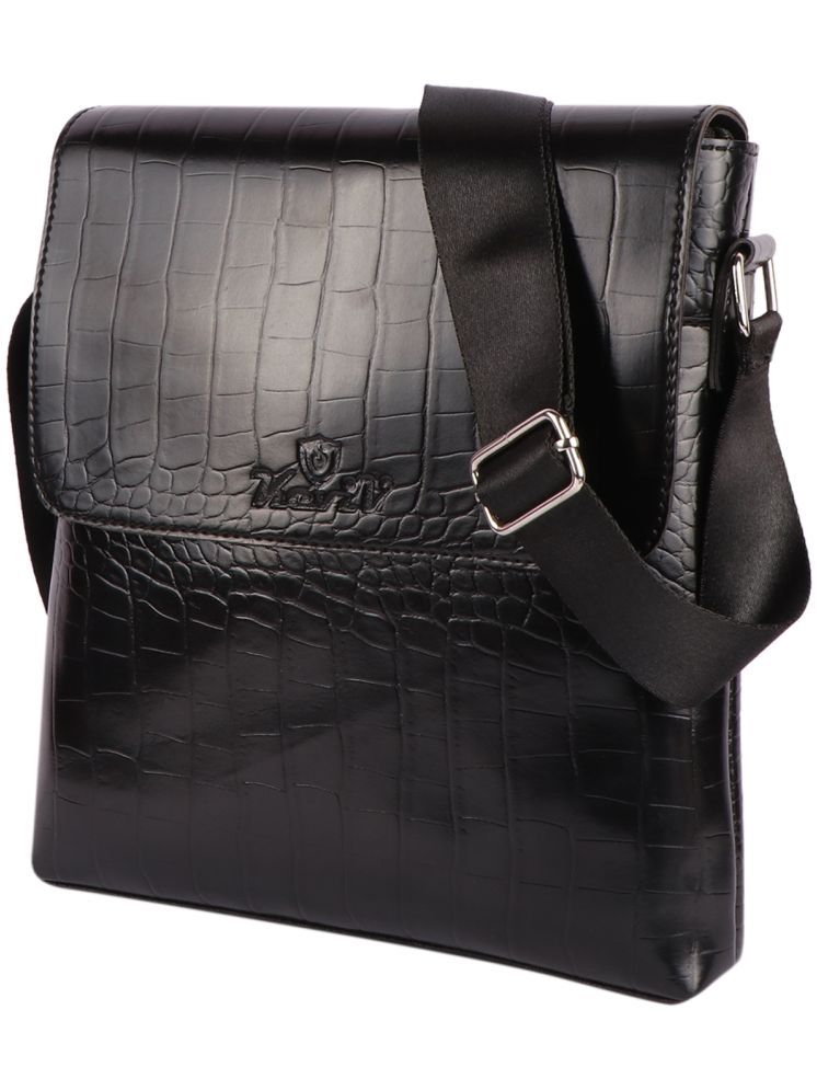     			Keviv Black Textured Messenger Bag