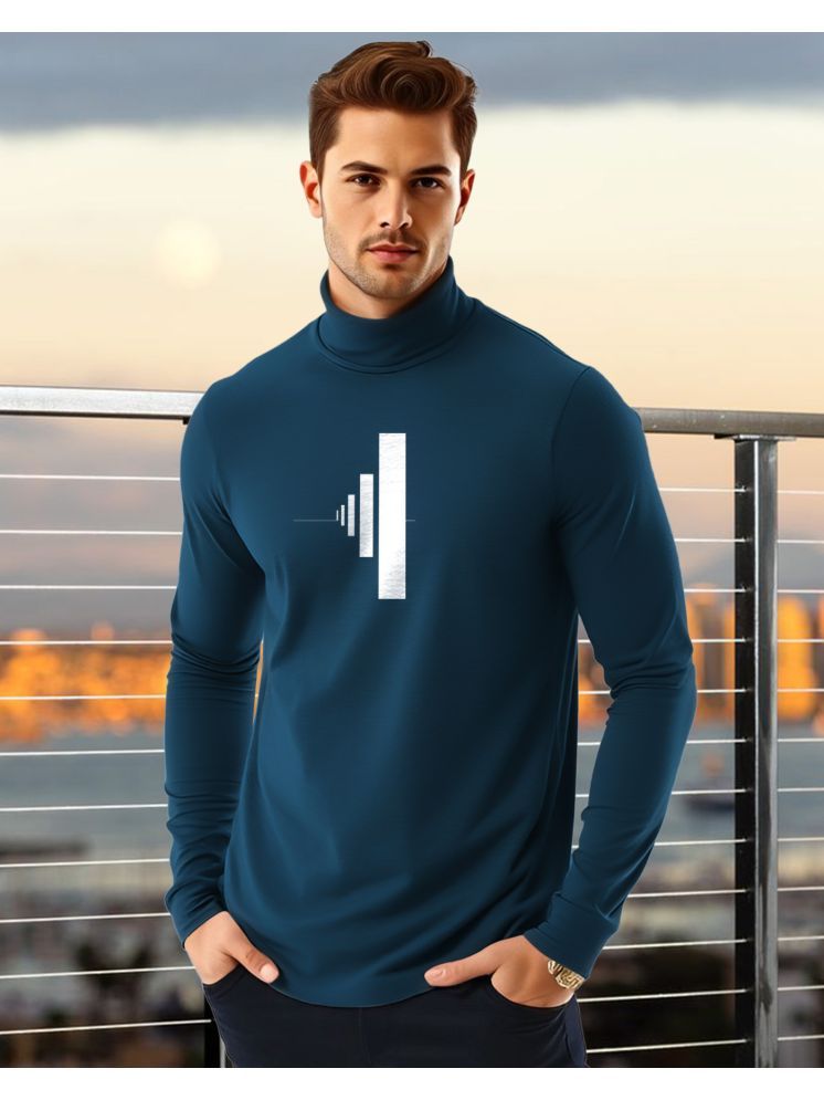     			AUSK Cotton Blend Regular Fit Printed Full Sleeves Men's High Neck T-Shirt - Teal Blue ( Pack of 1 )