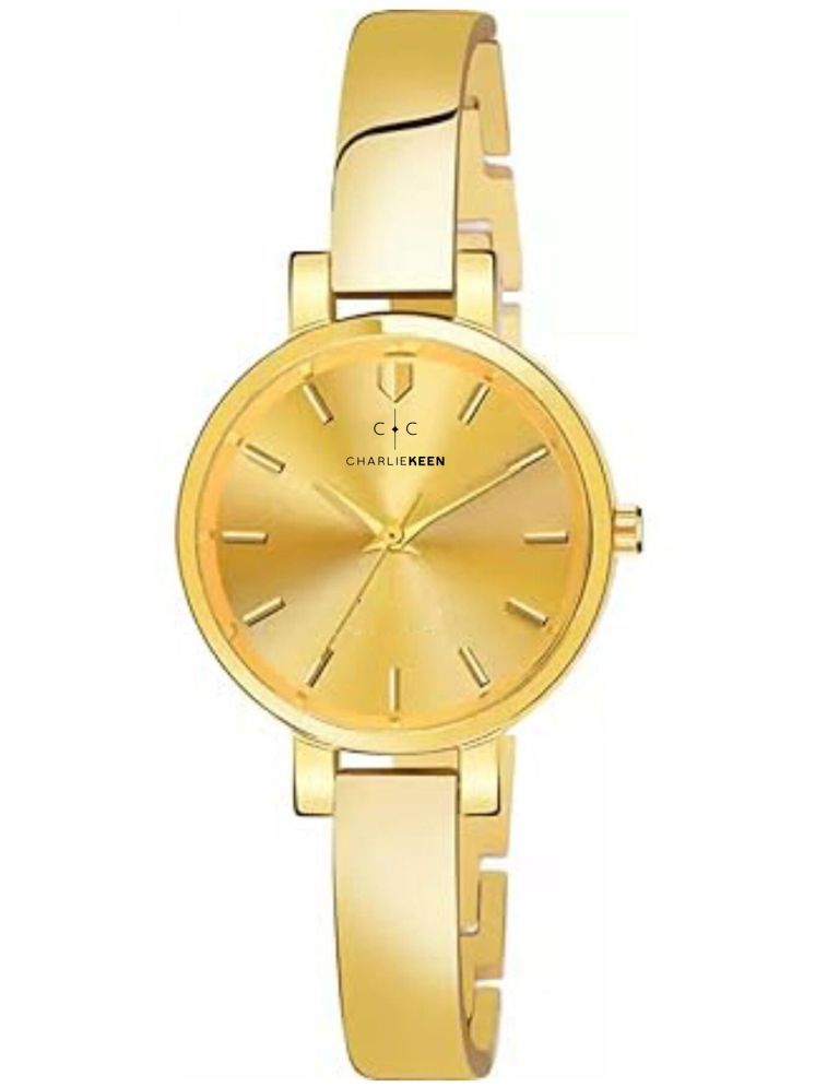     			CHARLIEKEEN Gold Metal Analog Womens Watch