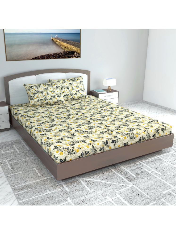     			DIVINE CASA Cotton 2 Double King Bedsheet with 2 Pillow Covers ( Yellow )