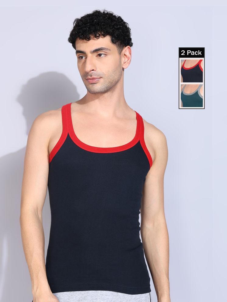     			Dollar Bigboss Pack of 2 Cotton Blend Gym Vest For Men ( Multi )