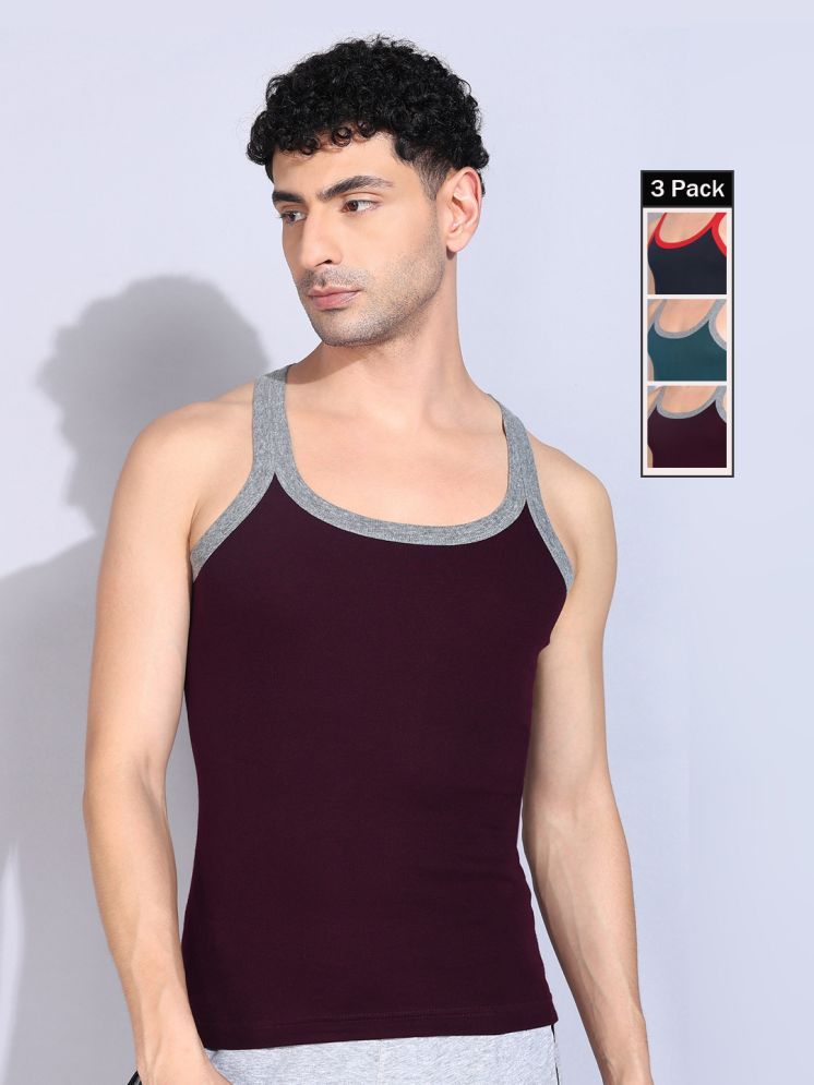     			Dollar Bigboss Pack of 3 Cotton Blend Gym Vest For Men ( Multi )