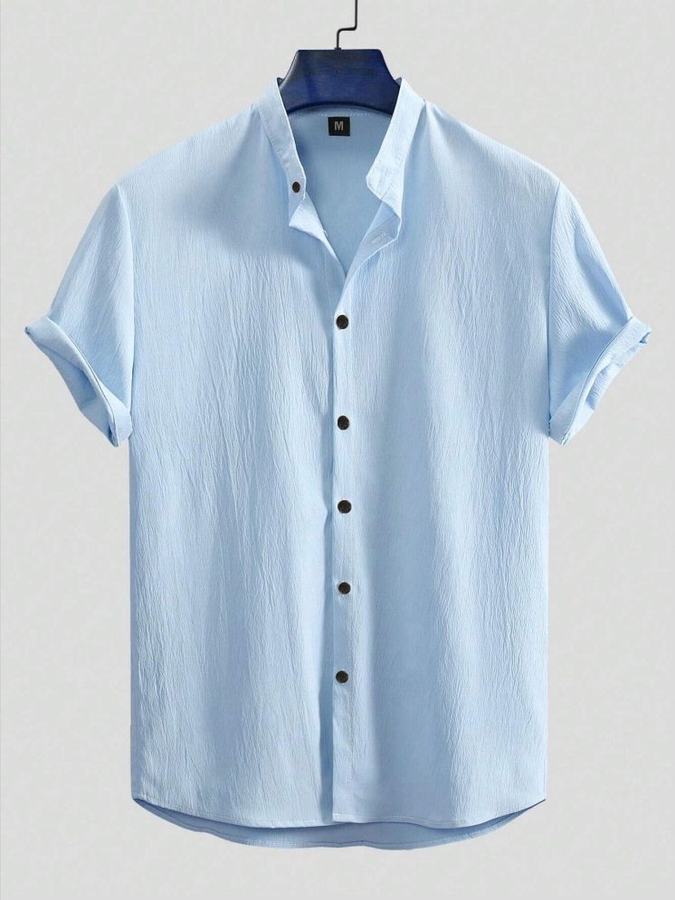     			FOXTER Polyester Regular Fit Solids Half Sleeves Men's Casual Shirt - Light Blue ( Pack of 1 )