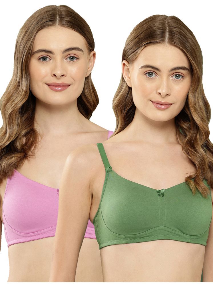     			Leading Lady Pack of 2 Cotton Non Padded T-Shirt Bra For Women ( Pink )