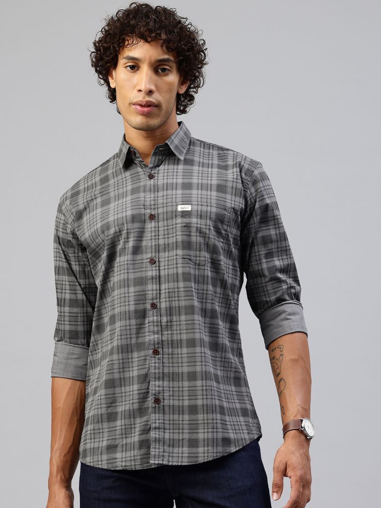     			MAJESTIC MAN 100% Cotton Slim Fit Checks Full Sleeves Men's Casual Shirt - Grey ( Pack of 1 )