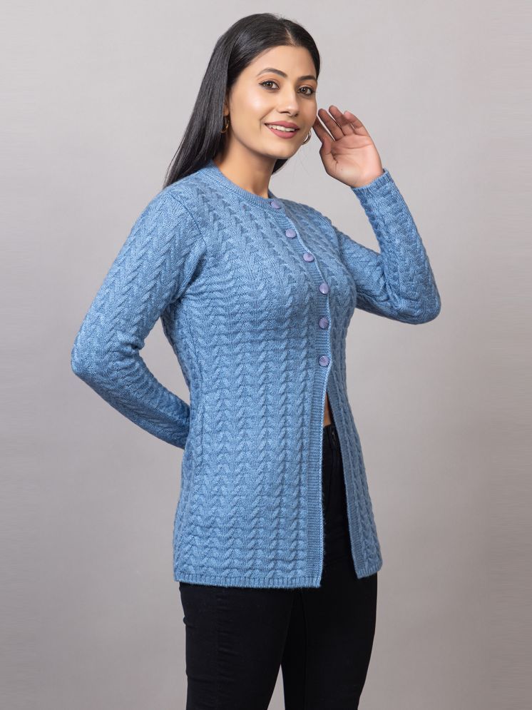     			MISDYNAMIC Acrylic Round Neck Women's Cardigans Dress - Blue ( Single )