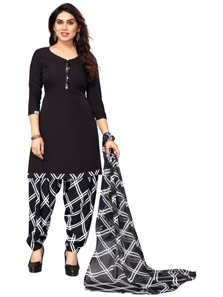     			Sidhidata Unstitched Crepe Printed Dress Material - Black ( Pack of 1 )