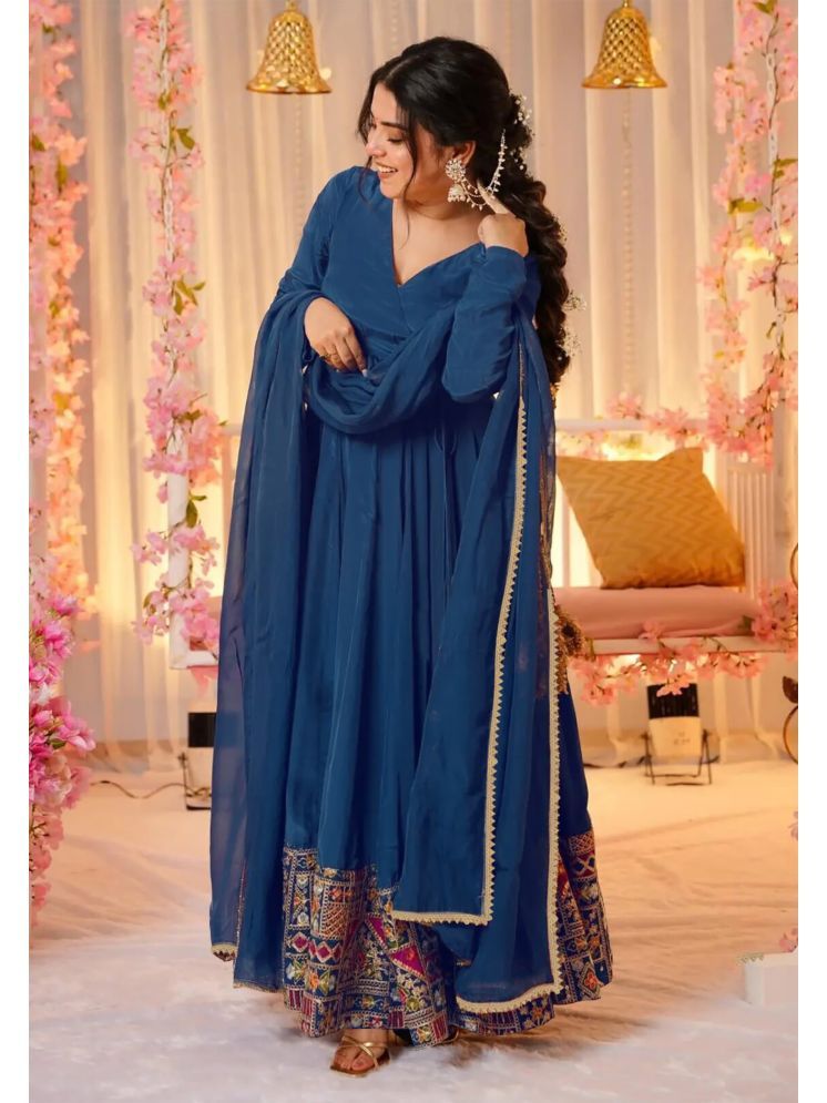     			Trijal Fab Blue Anarkali Georgette Women's Stitched Ethnic Gown ( Pack of 1 )