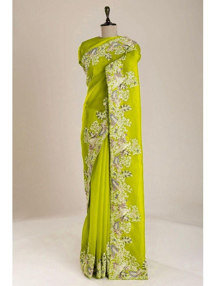     			AWRIYA Pack of 1 Silk Embroidered Saree With Blouse Piece ( Fluorescent Green )