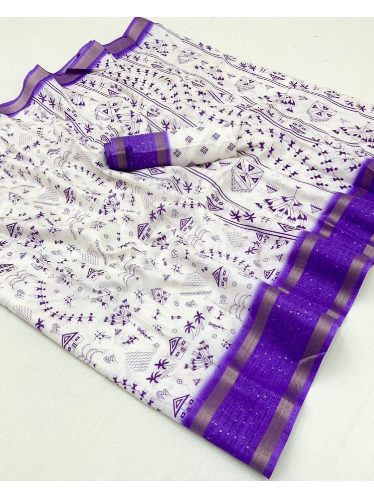     			Arkia Pack of 1 Silk Embellished Saree With Blouse Piece ( Purple )