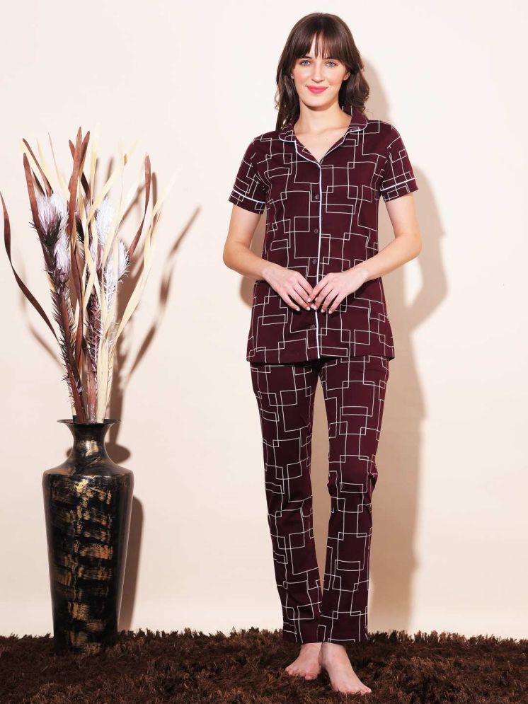     			Dollar Missy Maroon Cotton Blend Women's Nightwear Nightsuit Sets ( Pack of 1 )