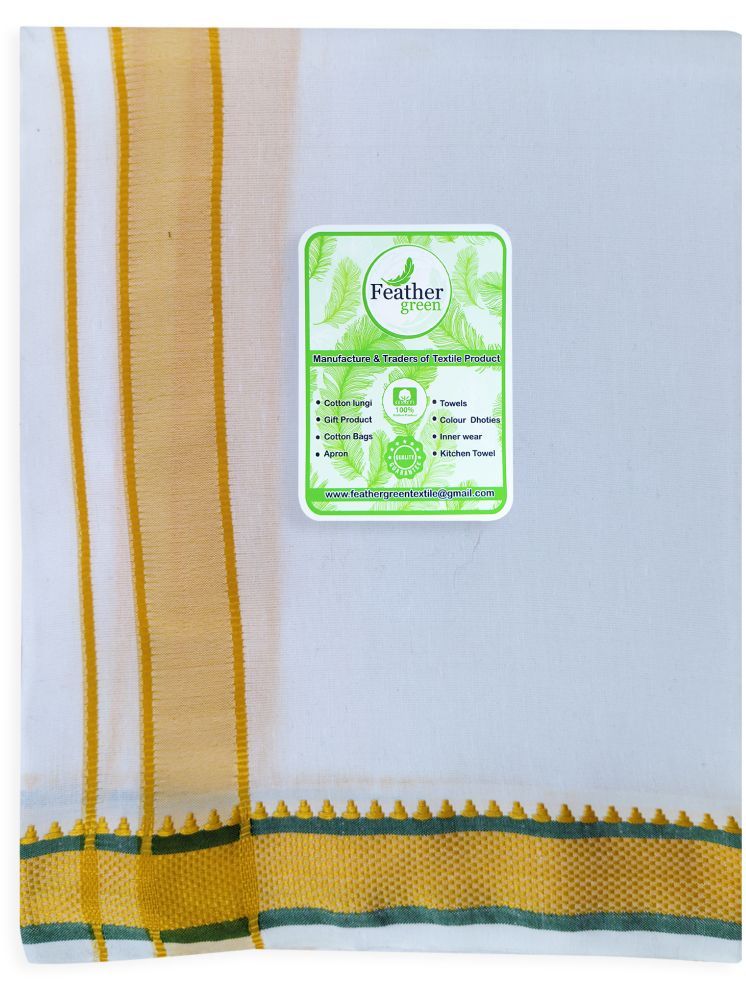     			Feather Green Cotton Men's Dhoti White ( Pack of 1 )