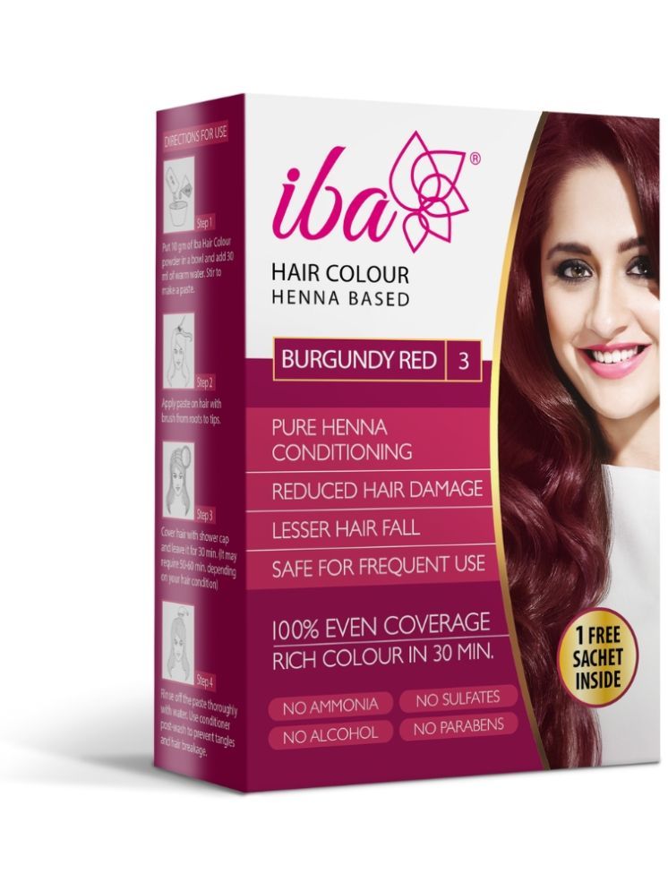     			Iba Hair Colour - Burgundy Red, 70g ,Henna Based Powder Sachet (Pack of 1)