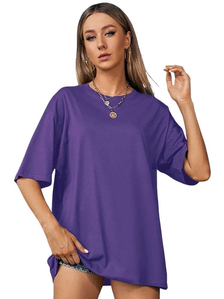     			LONDON HILLS Pack of 1 Cotton Blend Women's T-Shirt ( Purple )