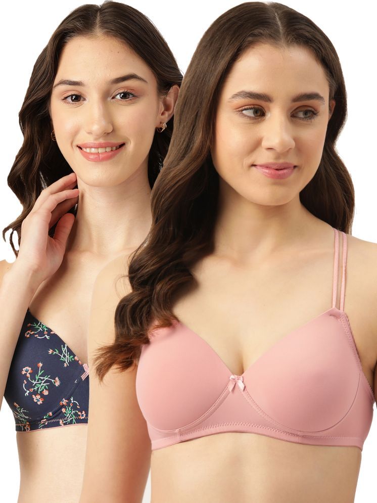     			Leading Lady Pack of 2 Nylon Lightly Padded T-Shirt Bra For Women ( Pink )