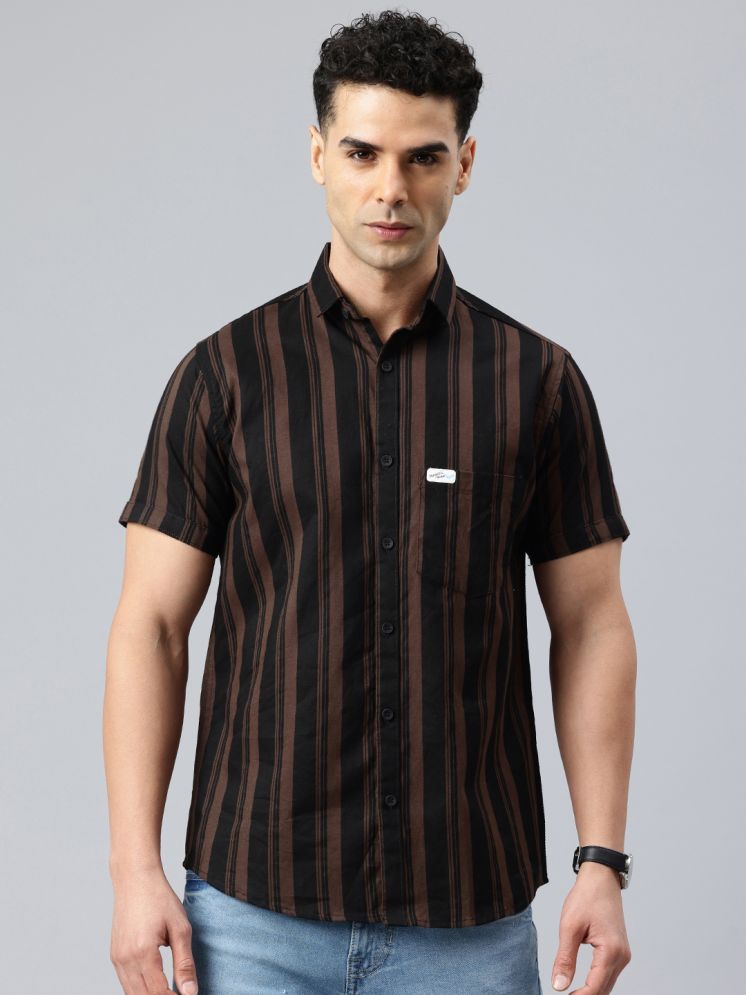     			MAJESTIC MAN 100% Cotton Slim Fit Striped Half Sleeves Men's Casual Shirt - Brown ( Pack of 1 )