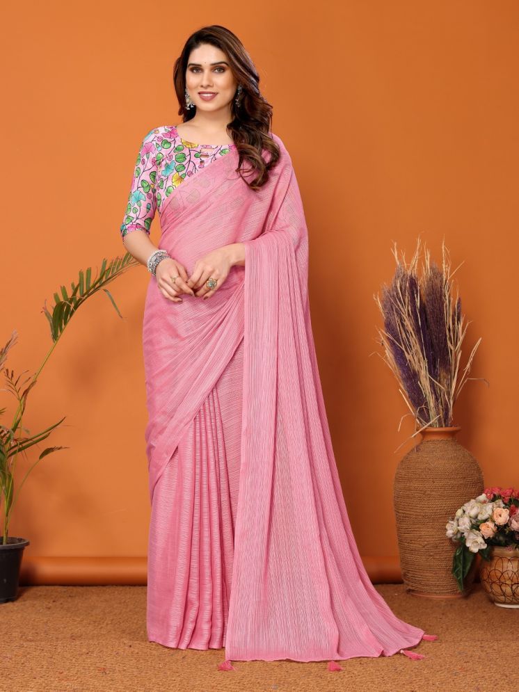     			PHORIA STYLE Pack of 1 Chiffon Printed Saree With Blouse Piece ( Pink )