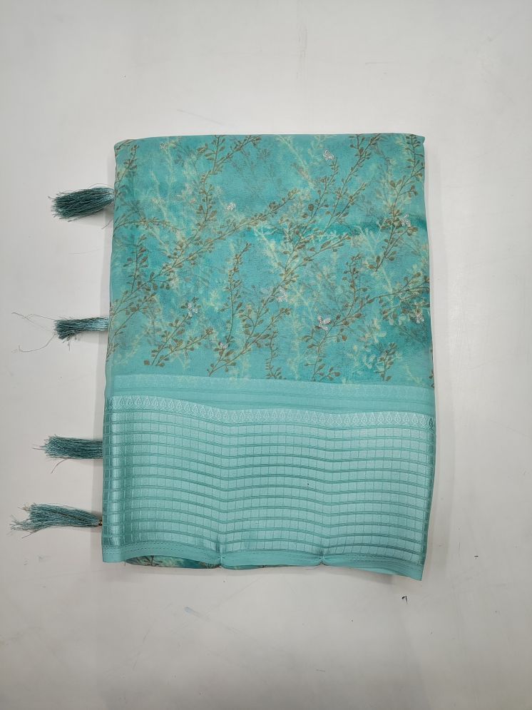     			RekhaManiyar Pack of 1 Georgette Printed Saree With Blouse Piece ( Sea Green )