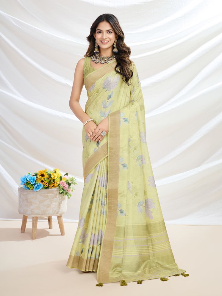     			RekhaManiyar Pack of 1 Silk Blend Printed Saree With Blouse Piece ( Light Green )