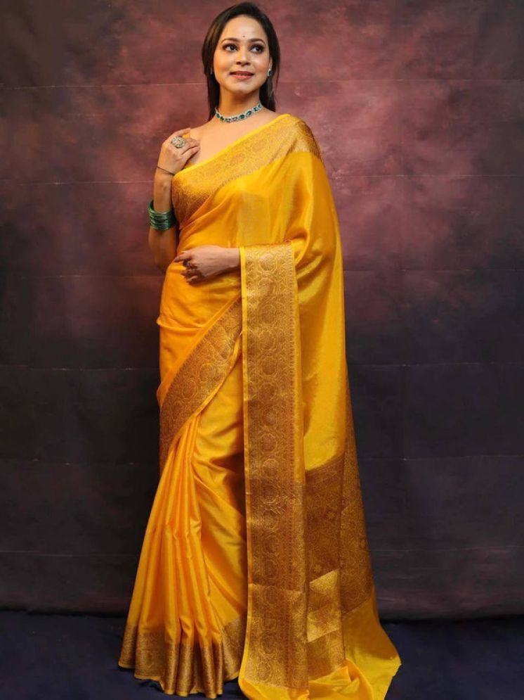     			Sanjana Silk Pack of 1 Silk Blend Embellished Saree With Blouse Piece ( Yellow )