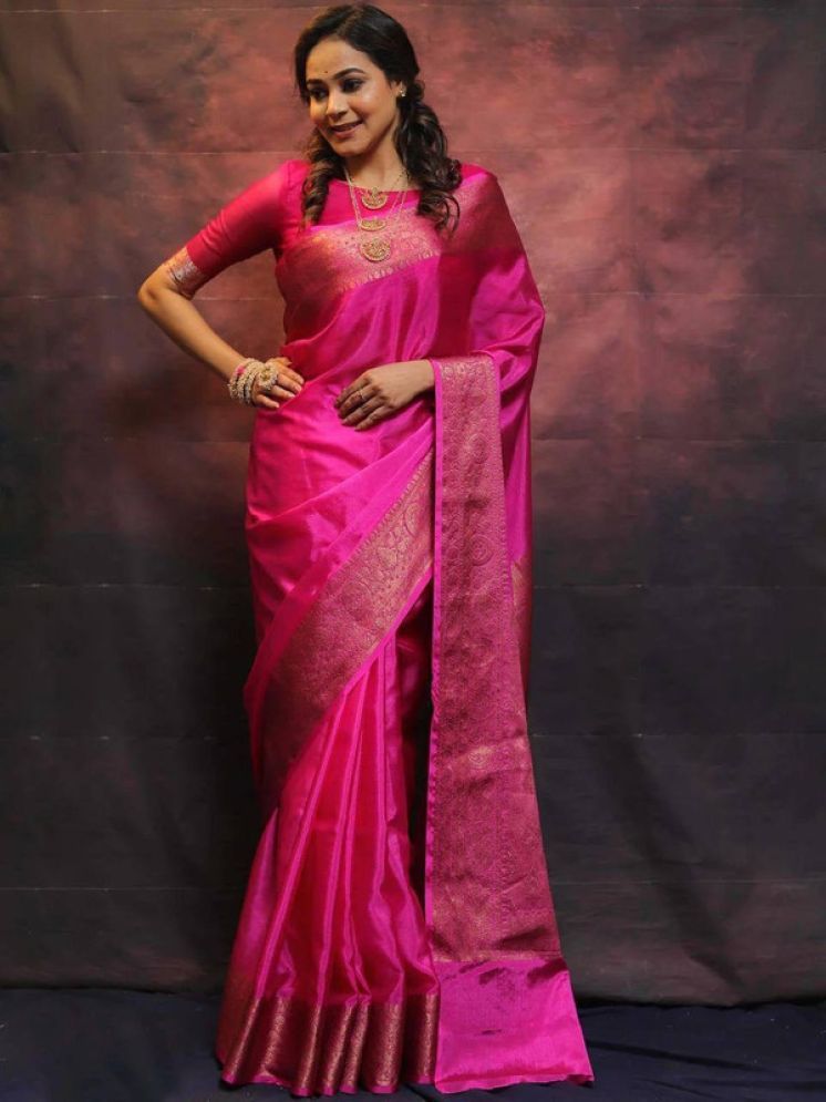     			Sanjana Silk Pack of 1 Silk Blend Embellished Saree With Blouse Piece ( Pink )