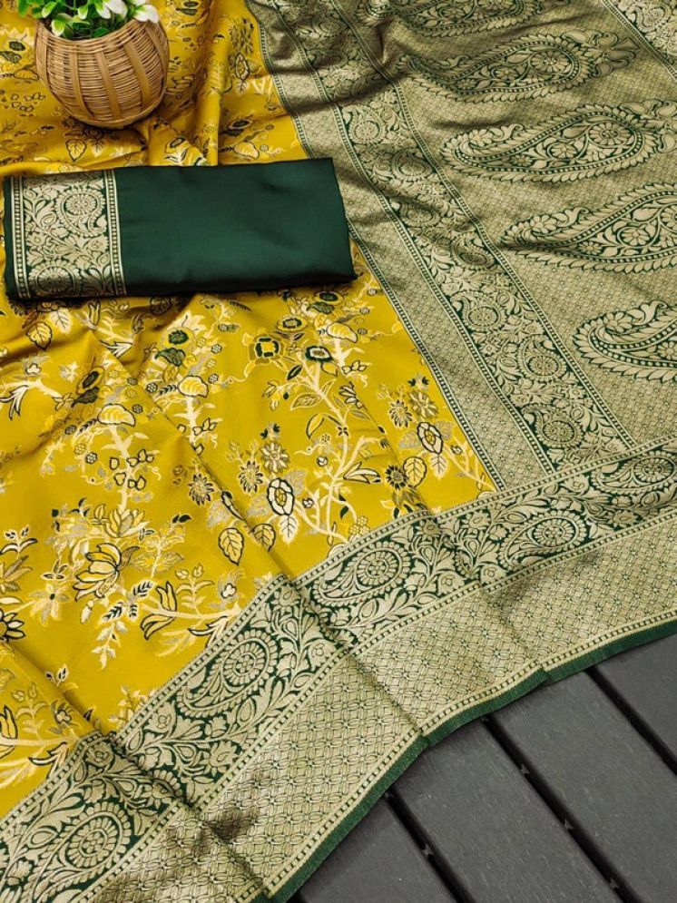     			Sitanjali Lifestyle Pack of 1 Silk Blend Printed Saree With Blouse Piece ( Yellow )