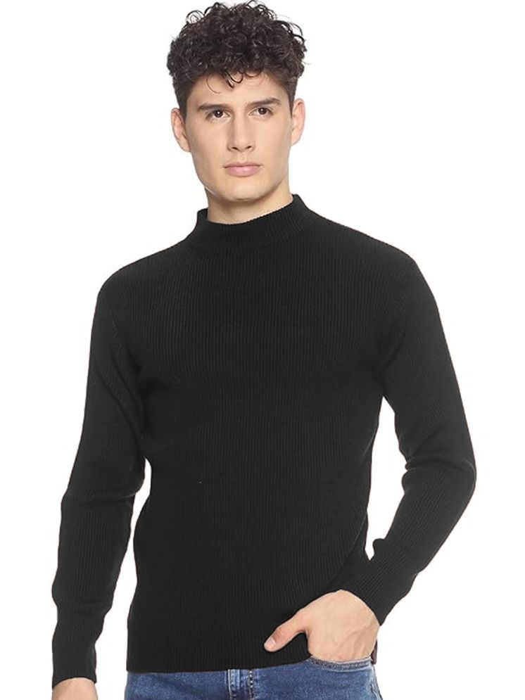     			clafoutis Polyester Slim Fit Solid Full Sleeves Men's High Neck T-Shirt - Black ( Pack of 1 )