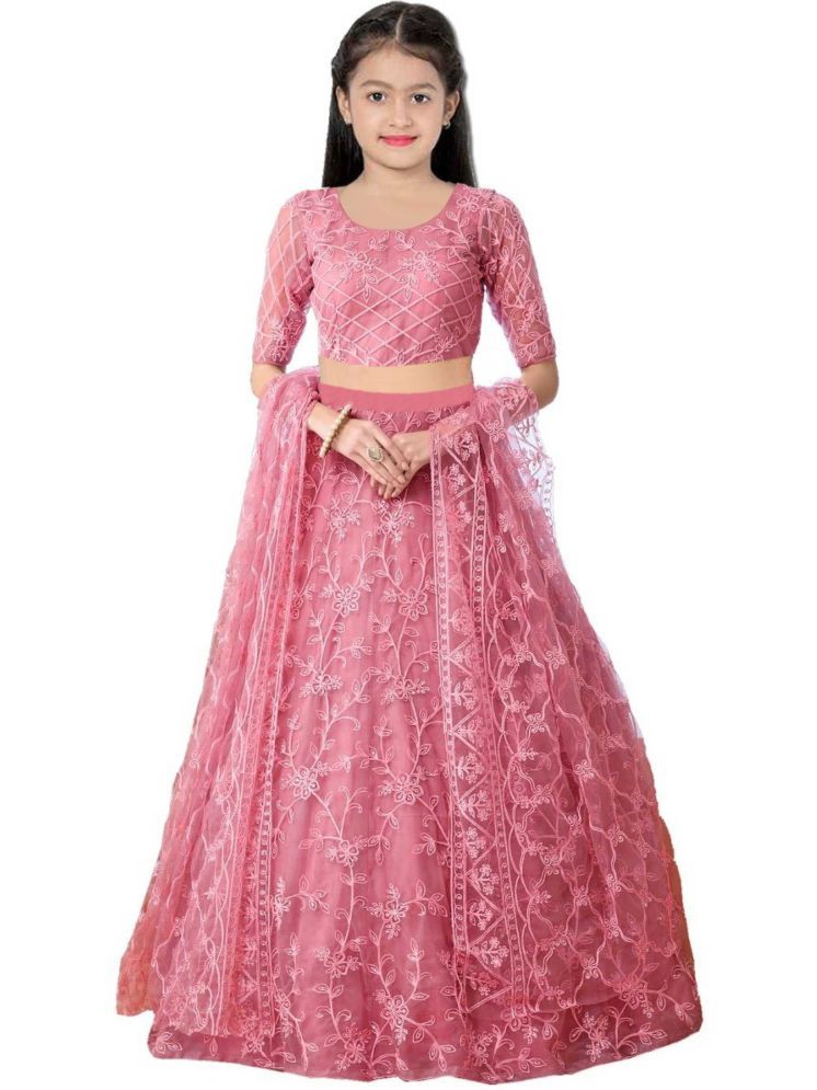     			piludi Net Lehenga Choli Set For Girls ( Pack of 1 , Pink )