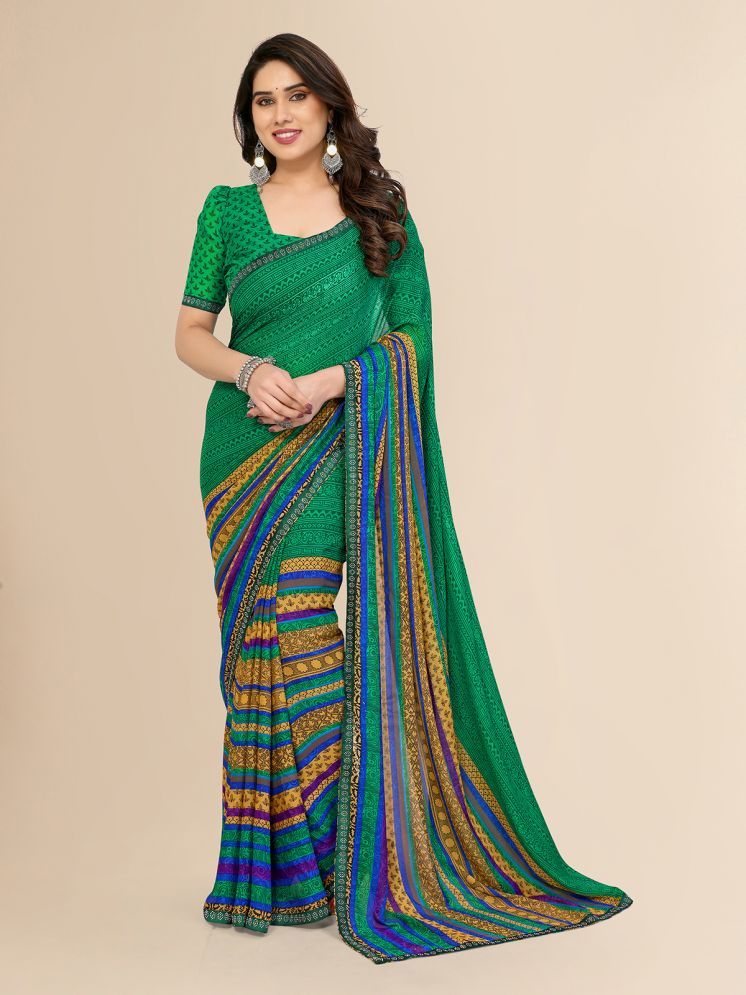     			ANAND SAREES Pack of 1 Georgette Printed Saree With Blouse Piece ( Green )