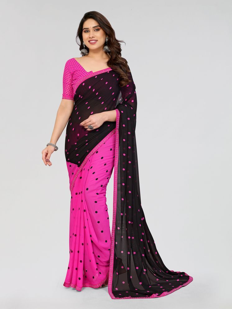     			ANAND SAREES Pack of 1 Georgette Printed Saree With Blouse Piece ( Pink )