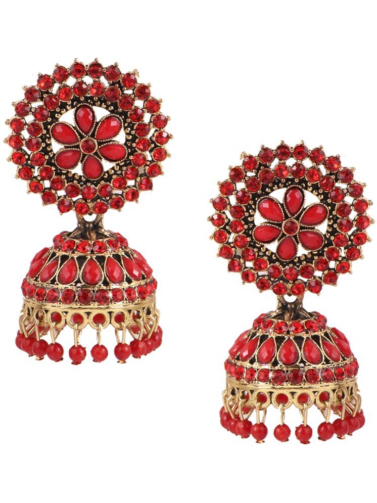     			Keviv Red Jhumki Earrings ( Pack of 1 )