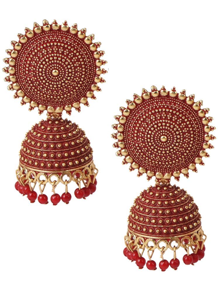     			Keviv Red Jhumki Earrings ( Pack of 1 )