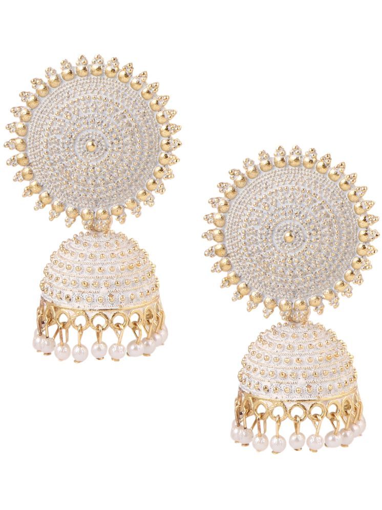     			Keviv White Jhumki Earrings ( Pack of 1 )