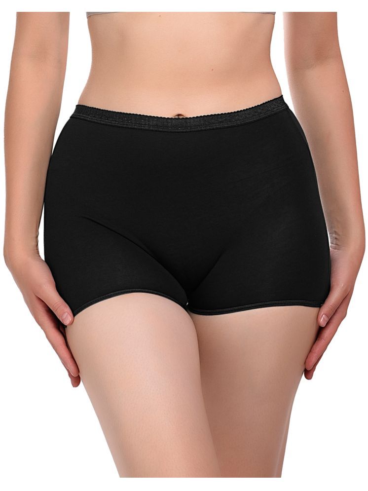     			Madam Pack of 1 Cotton Lycra Boy Shorts For Women ( Black )