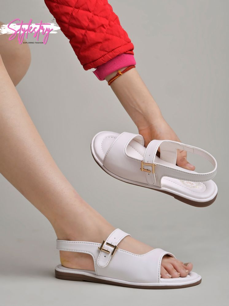     			Stylestry White Women's Flats