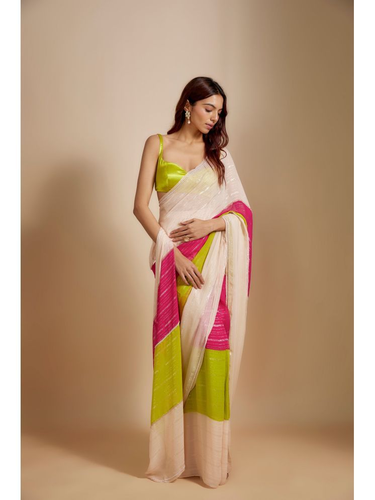     			Apnisha Pack of 1 Georgette Striped Saree With Blouse Piece ( Multicolor )