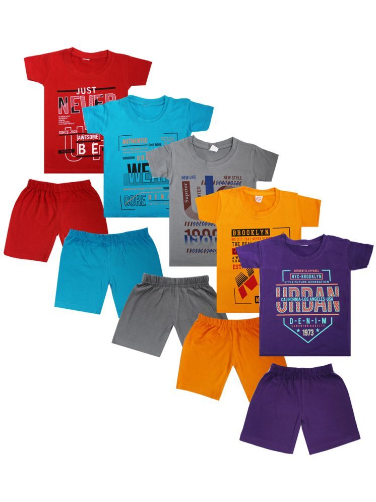     			CRT Enterprises Pack of 5 Baby Boys Cotton T-Shirts & Shorts Set ( Multicolor )