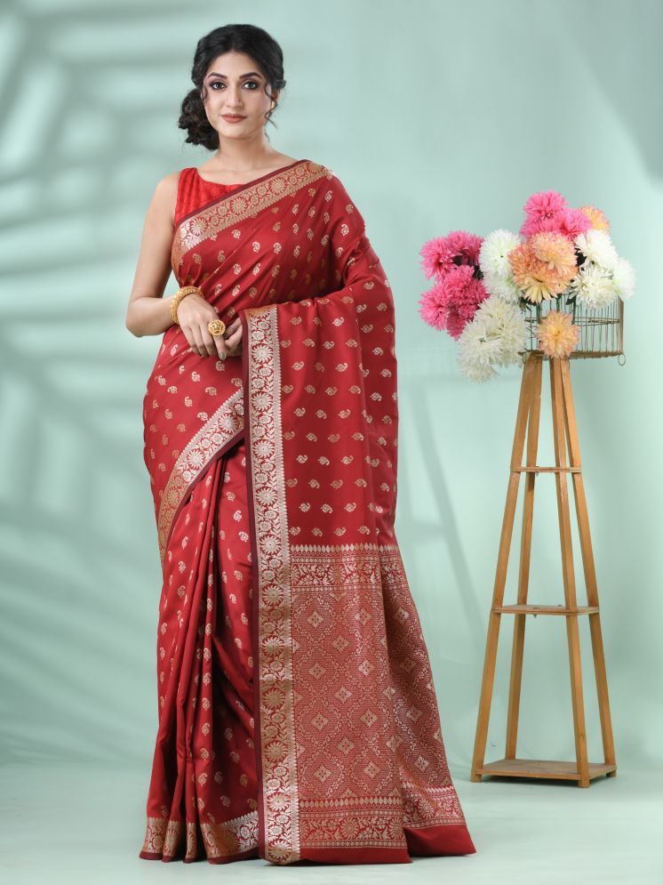     			Desh Bidesh Pack of 1 Silk Self Design Saree With Blouse Piece ( Red )