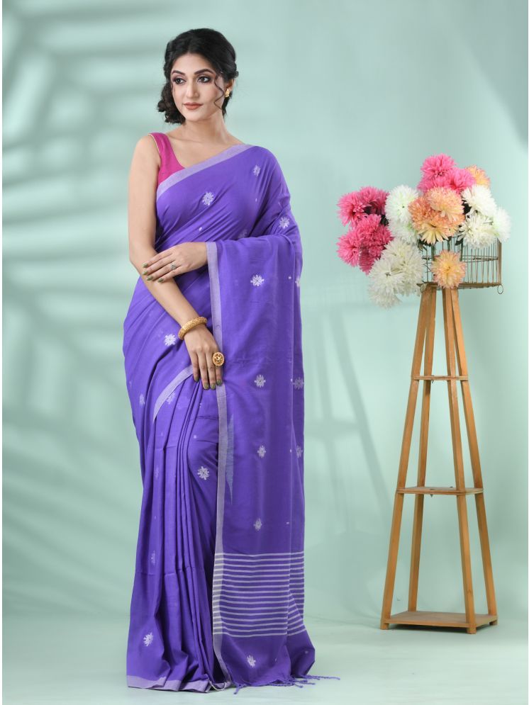     			Desh Bidesh Pack of 1 Cotton Silk Self Design Saree With Blouse Piece ( Purple )