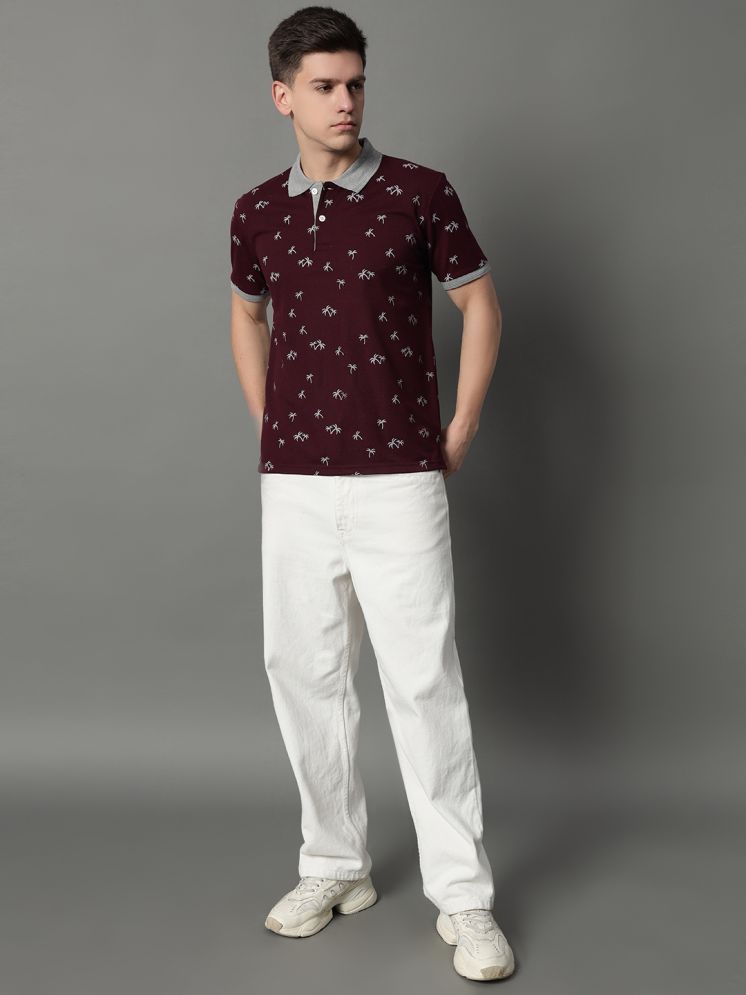     			GET GOLF Pack of 1 Cotton Blend Regular Fit Printed Half Sleeves Men's Polo T Shirt ( Maroon )