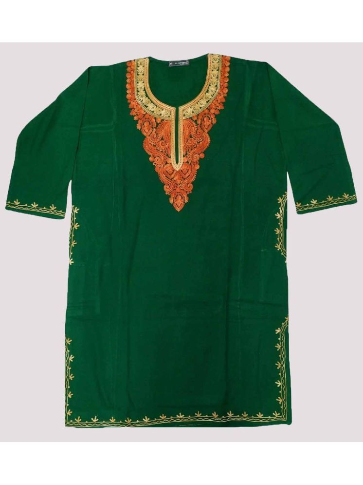     			KASHMIRI Pack of 1 Woollen Embroidered Phiran Women's Kurti - ( Green )