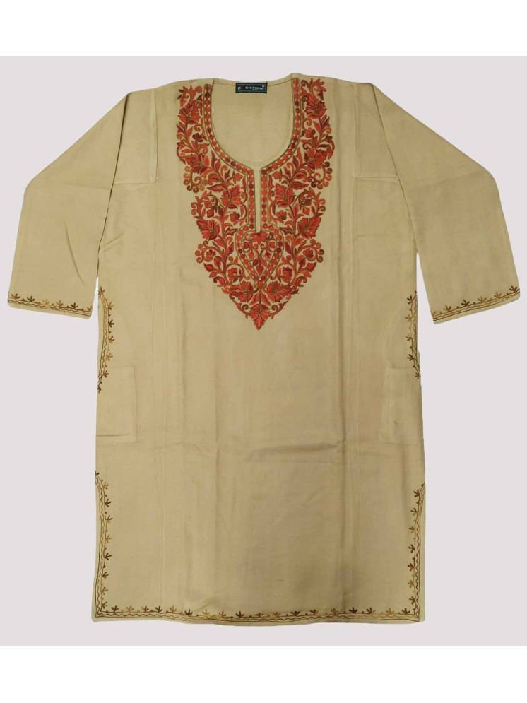     			KASHMIRI Pack of 1 Woollen Embroidered Phiran Women's Kurti - ( Beige )