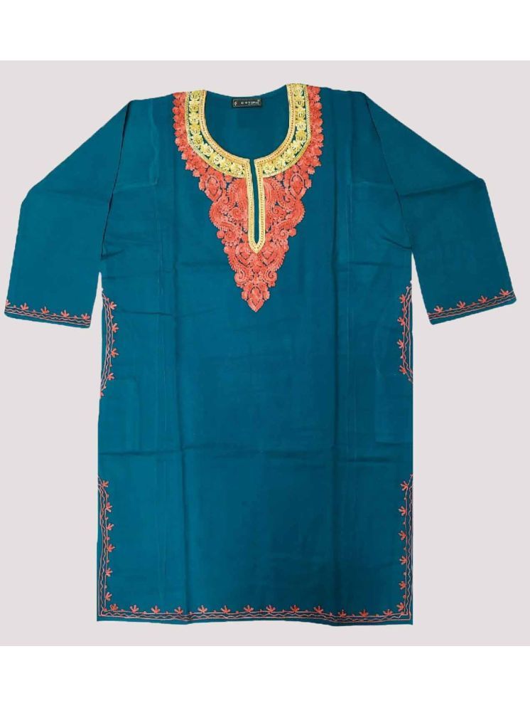     			KASHMIRI Pack of 1 Woollen Embroidered Phiran Women's Kurti - ( Blue )