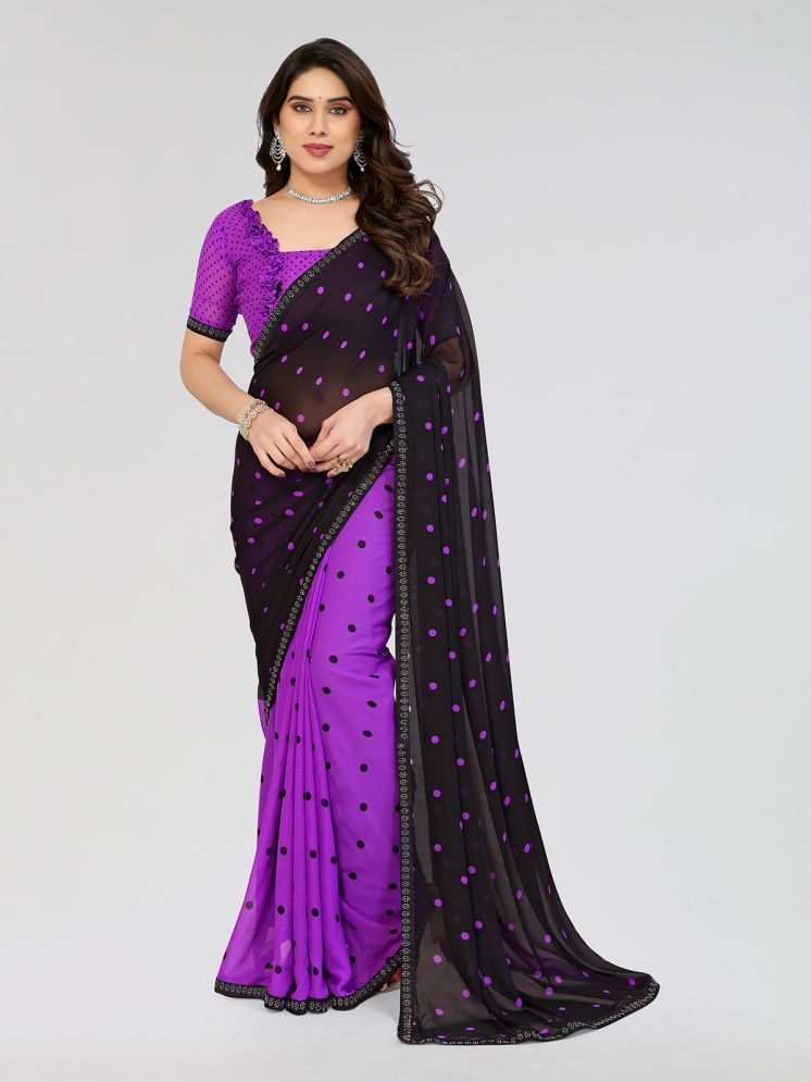     			Kashvi Sarees Pack of 1 Georgette Printed Saree With Blouse Piece ( Purple )