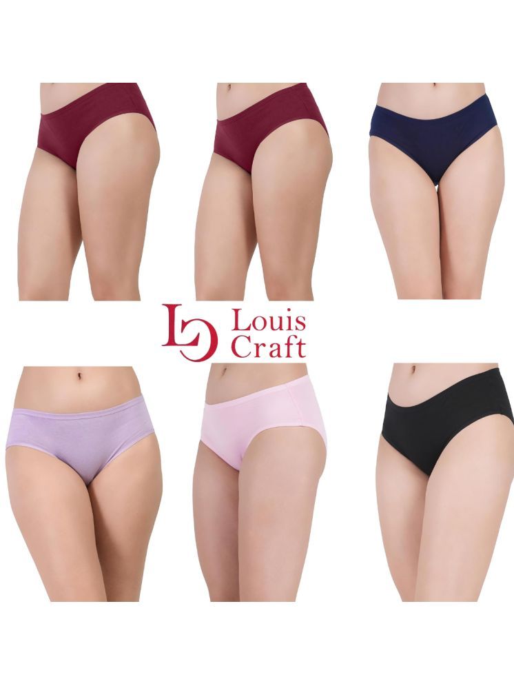     			Louis Craft Pack of 6 Cotton Lycra Hipster For Women ( Multi Color )