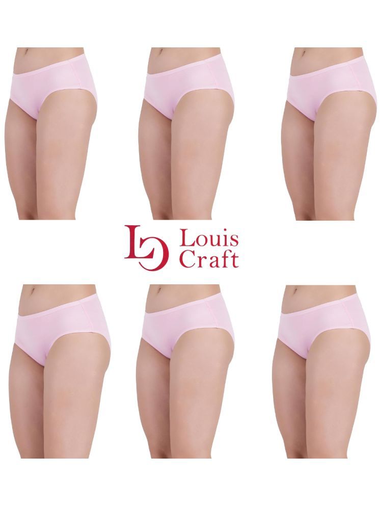     			Louis Craft Pack of 6 Cotton Lycra Hipster For Women ( Pink )