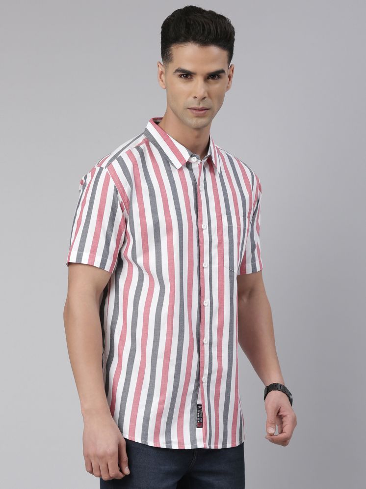     			Lucky Roger 100% Cotton Regular Fit Striped Half Sleeves Men's Casual Shirt - Pink ( Pack of 1 )