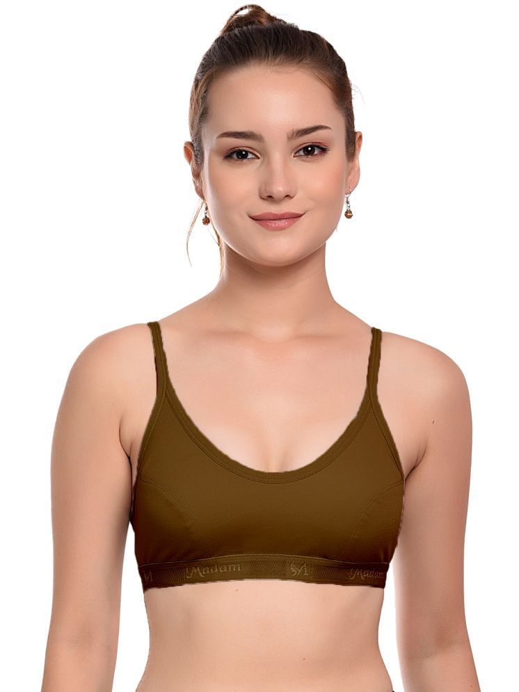     			Madam Pack of 1 Cotton Non Padded Cami bra For Women ( Brown )